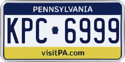 PA license plate KPC6999