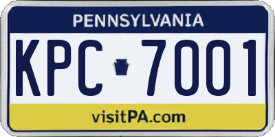 PA license plate KPC7001