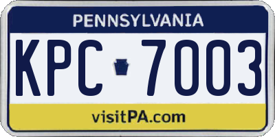 PA license plate KPC7003