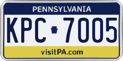 PA license plate KPC7005