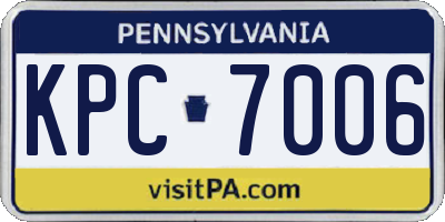PA license plate KPC7006