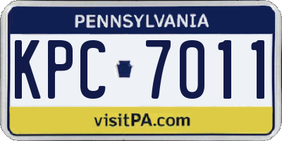 PA license plate KPC7011