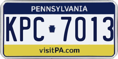 PA license plate KPC7013