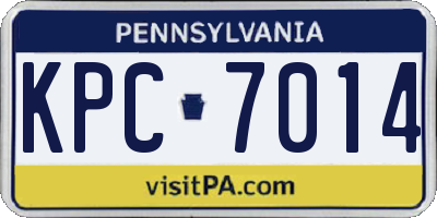PA license plate KPC7014