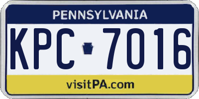 PA license plate KPC7016