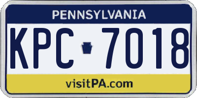 PA license plate KPC7018