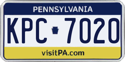 PA license plate KPC7020