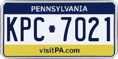 PA license plate KPC7021