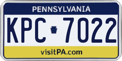 PA license plate KPC7022