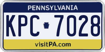 PA license plate KPC7028