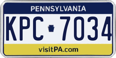 PA license plate KPC7034
