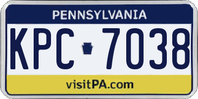 PA license plate KPC7038