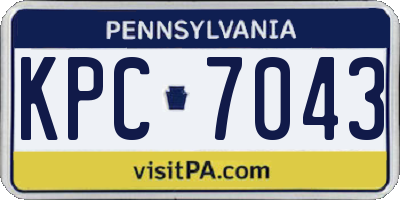 PA license plate KPC7043