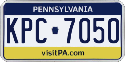 PA license plate KPC7050