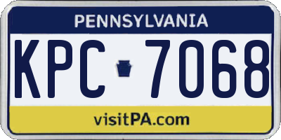 PA license plate KPC7068