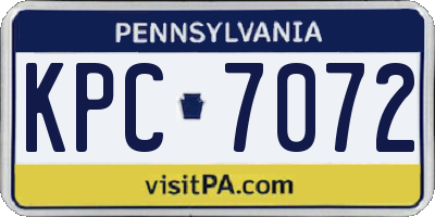 PA license plate KPC7072
