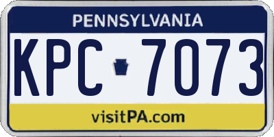 PA license plate KPC7073