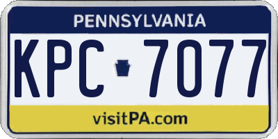 PA license plate KPC7077