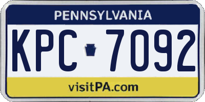 PA license plate KPC7092