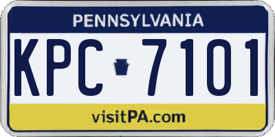 PA license plate KPC7101