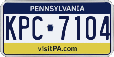 PA license plate KPC7104