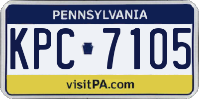 PA license plate KPC7105