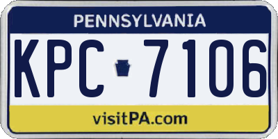 PA license plate KPC7106