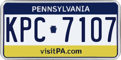 PA license plate KPC7107