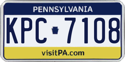 PA license plate KPC7108