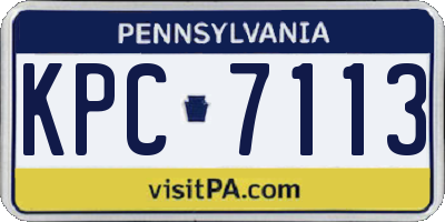 PA license plate KPC7113
