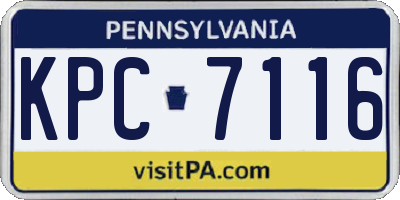 PA license plate KPC7116