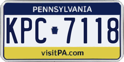 PA license plate KPC7118