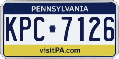 PA license plate KPC7126