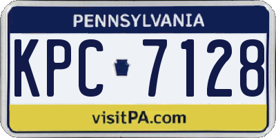 PA license plate KPC7128