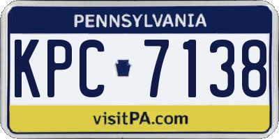PA license plate KPC7138