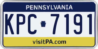 PA license plate KPC7191