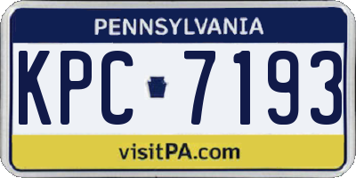 PA license plate KPC7193