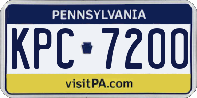 PA license plate KPC7200