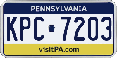 PA license plate KPC7203