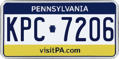 PA license plate KPC7206