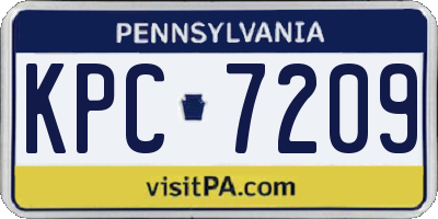 PA license plate KPC7209