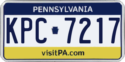 PA license plate KPC7217