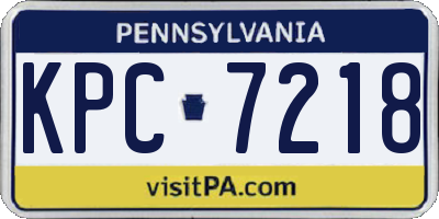 PA license plate KPC7218