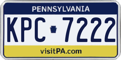PA license plate KPC7222
