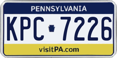 PA license plate KPC7226
