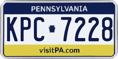 PA license plate KPC7228