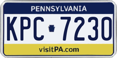PA license plate KPC7230