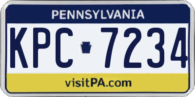 PA license plate KPC7234