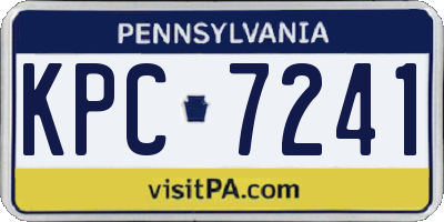 PA license plate KPC7241