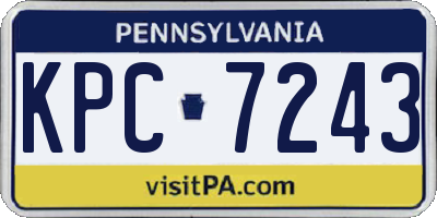 PA license plate KPC7243